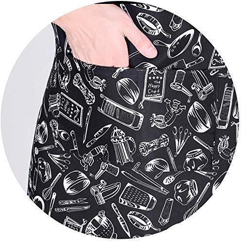 DELANTAL CHEF NEGRO Y BLANCO