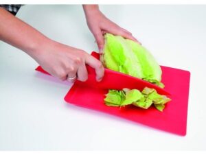 TABLA DE CORTAR Y CUCHILLO DE PLASTICO ROJO